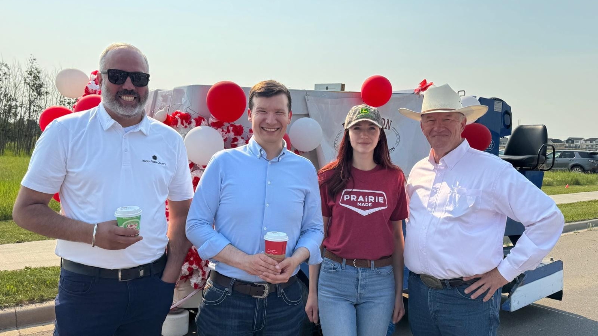 Reeve Sunny Samra, Calgary Mayor Jeromy Farkas, Chestermere-Strathmore MLA Chantelle de Jonge, and Bow River MP David Bexte.